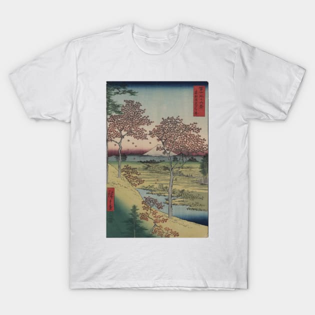 Mount Fuji from Tokyo with red maple trees T-Shirt by GTC_Design